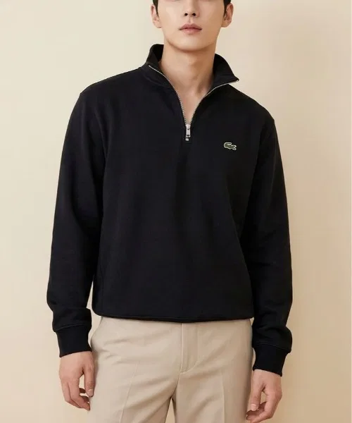 Свитшот Lacoste с высоким воротником на молнии, базовый, темно-синий