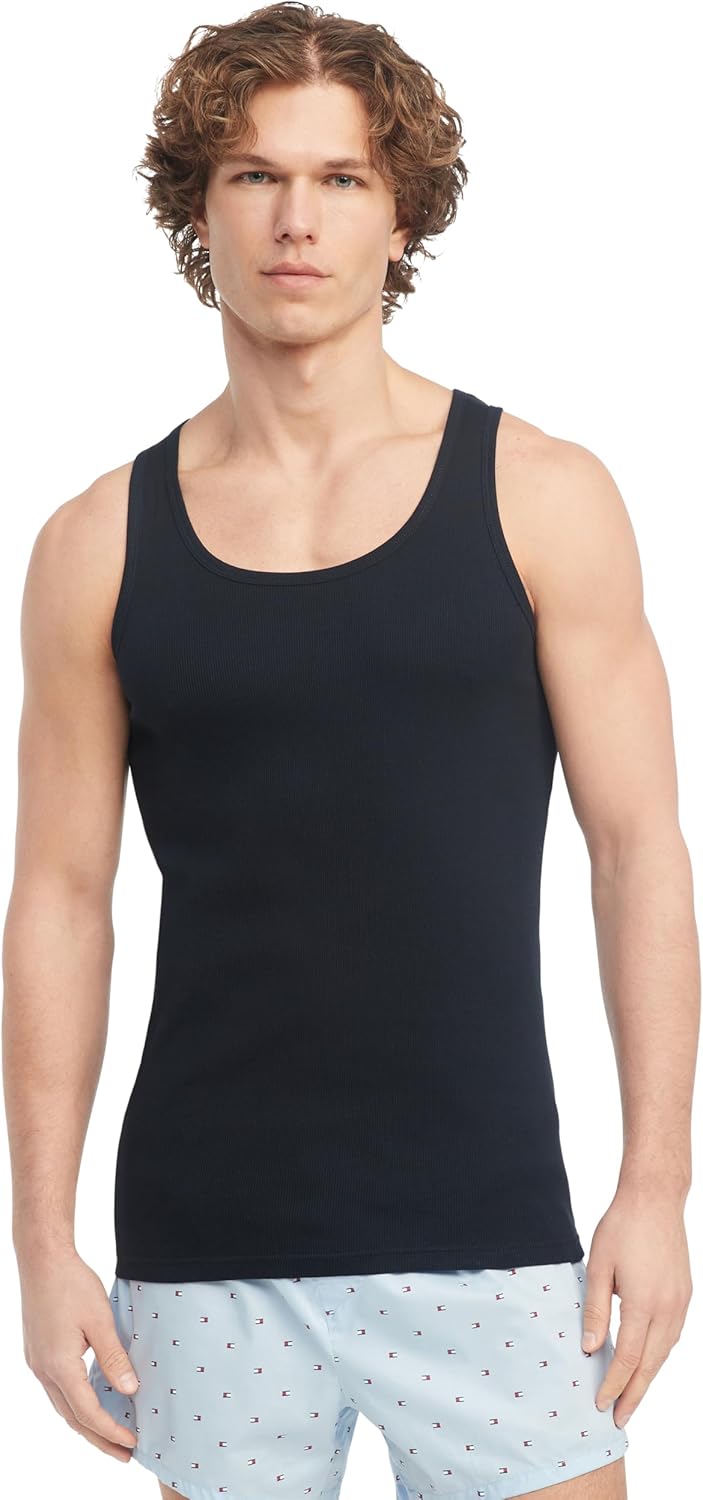 Комплект из 3 футболок Tommy Hilfiger Men's Cotton Classics, White, Grey Heather, Navy — фото 2