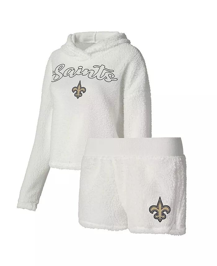 

Женский белый пушистый свитер New Orleans Saints, толстовка и шорты, комплект для сна Concepts Sport