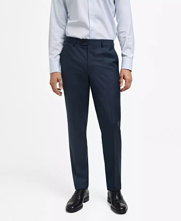 

Мужские брюки Slim-Fit из чистой шерсти MANGO, синий