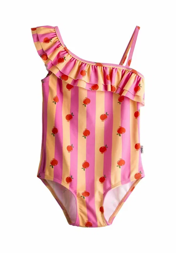 Купальник Jojo Maman Bébе, Regular fit stripe asymmetric ruffle, розово-оранжевый
