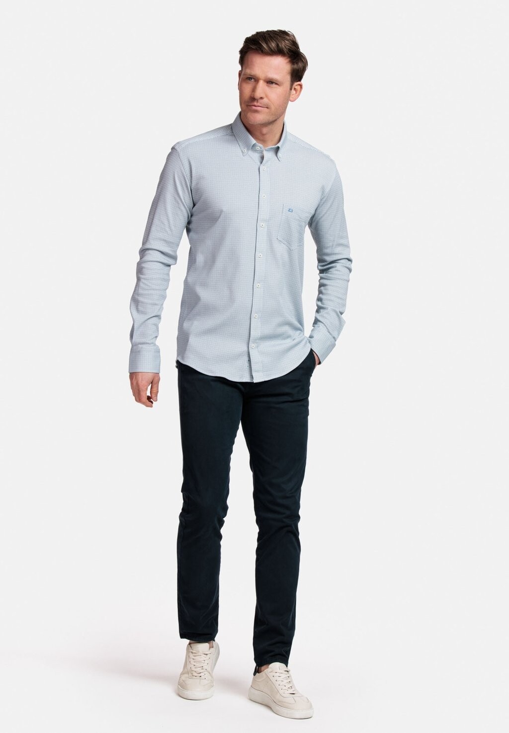 

Рубашка PRINT LANGE MOUW REGULAR FIT BUTTON DOWN PRINT GIORDANO, темно-синий