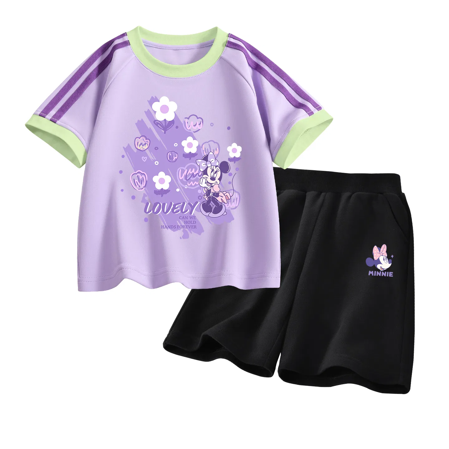 Детский спортивный костюм Casual Sportswear 2 Piece Set Disney, Di Bubble Floral Sky Purple+Di Knot K Black