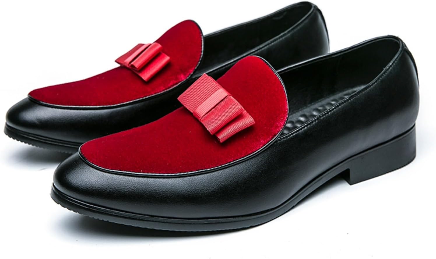 

Мужские лоферы: бархатные и кожаные мокасины, туфли с бантом, идеально подходят для свадеб, торжественных событий и домашних тапочек, черные и красные Kpdwfms