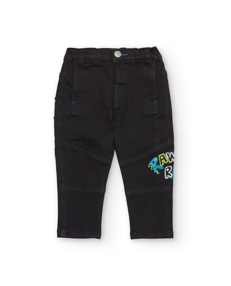 

Черные джинсы для мальчика с принтом и карманами Tuc tuc