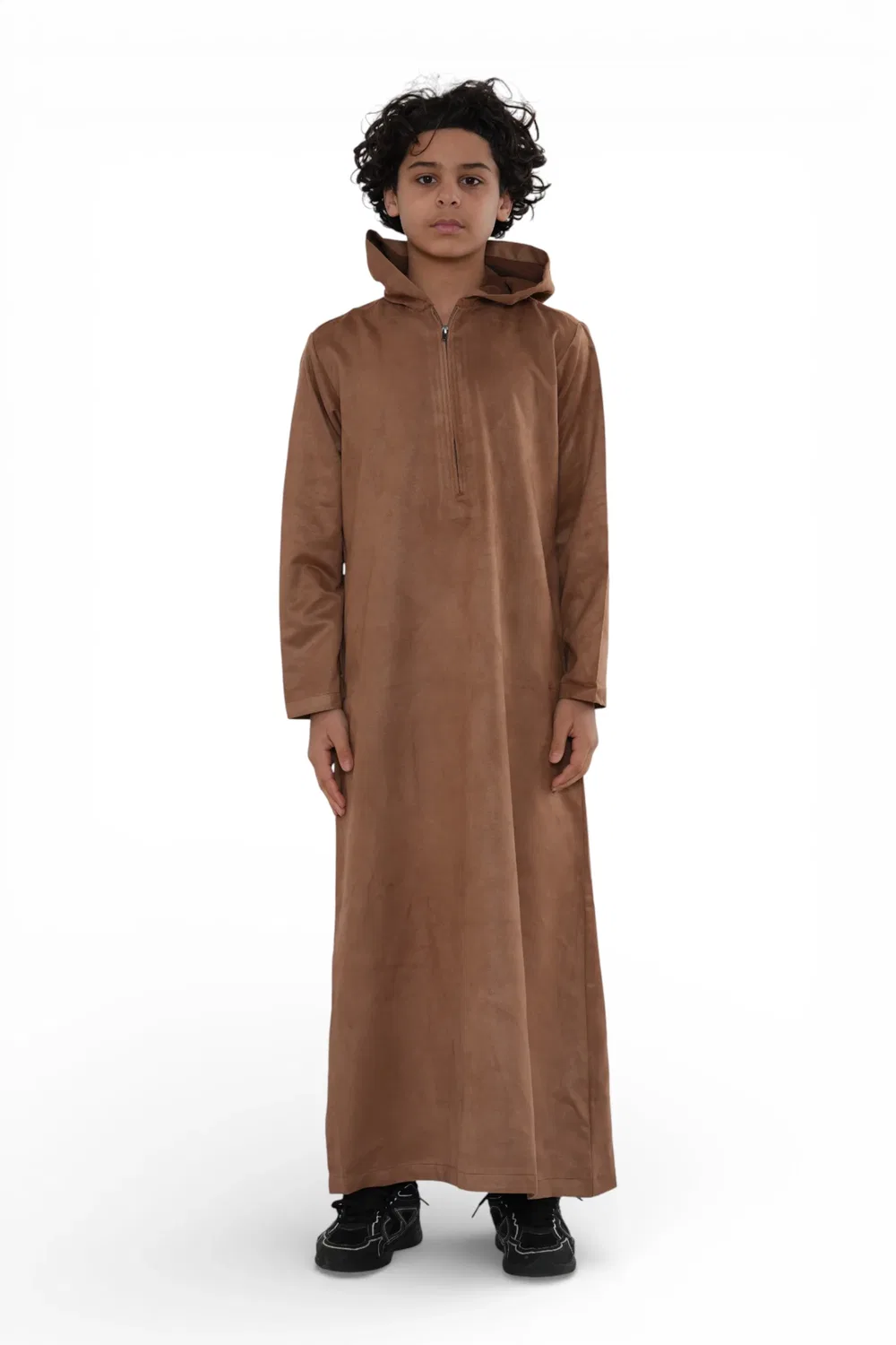 Arabic Thobes Детская толстовка с капюшоном для мальчиков, марокканская джубба, верблюжьего цвета, для Рамадана и Ид - K-HM12