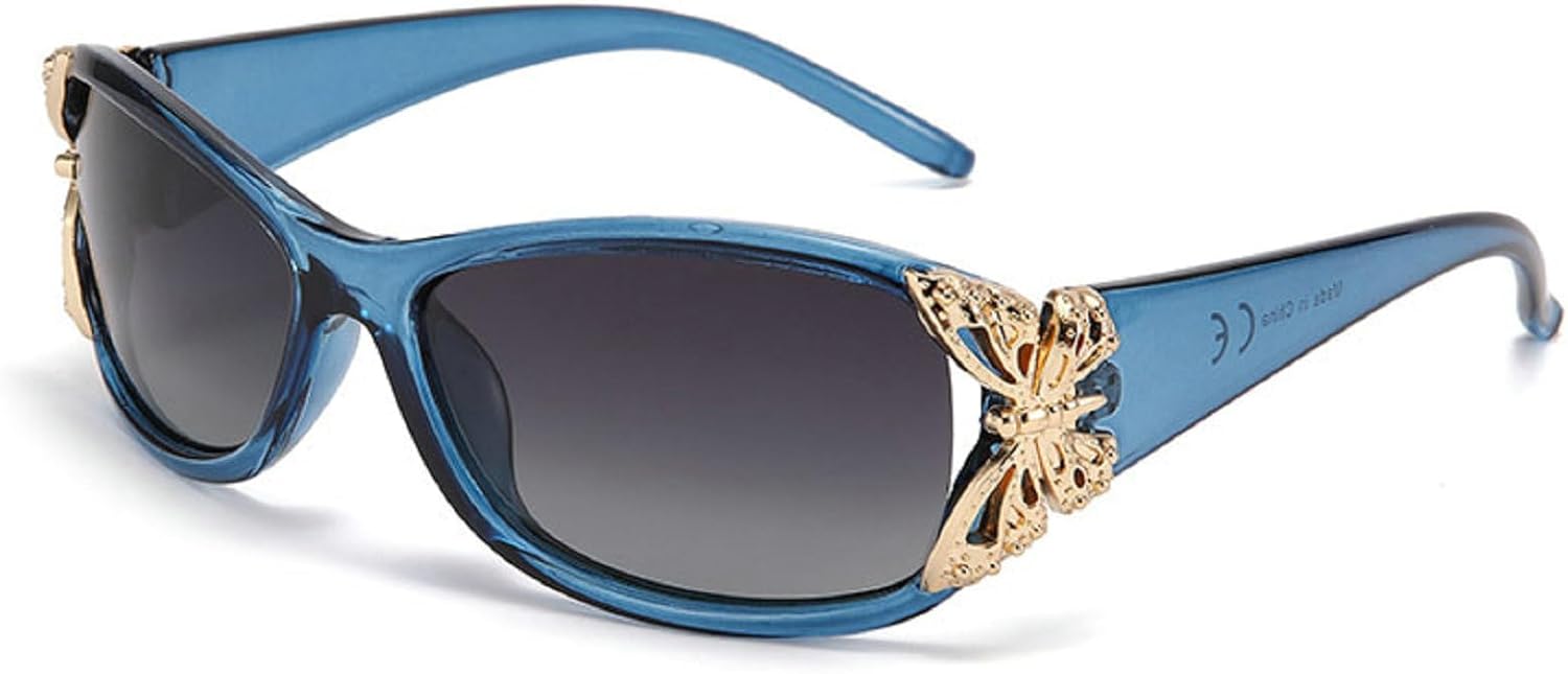 

Модные поляризованные солнцезащитные очки в стиле Y2K для женщин, большие солнцезащитные очки для вождения, защита от УФ-излучения, модные солнцезащитные очки-бабочки mincl, Blue