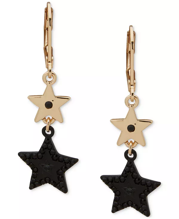 

Двойные серьги-подвески со звездами паве Karl Lagerfeld Paris, black