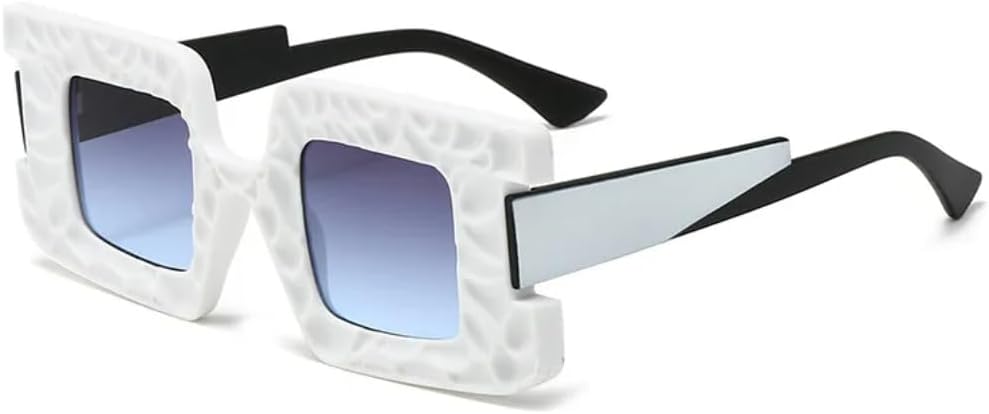 

Квадратные женские солнцезащитные очки в стиле стимпанк, вогнутая и выпуклая оправа, роскошные очки с защитой от УФ-излучения UV400, модные мужские очки UATXTAU, White