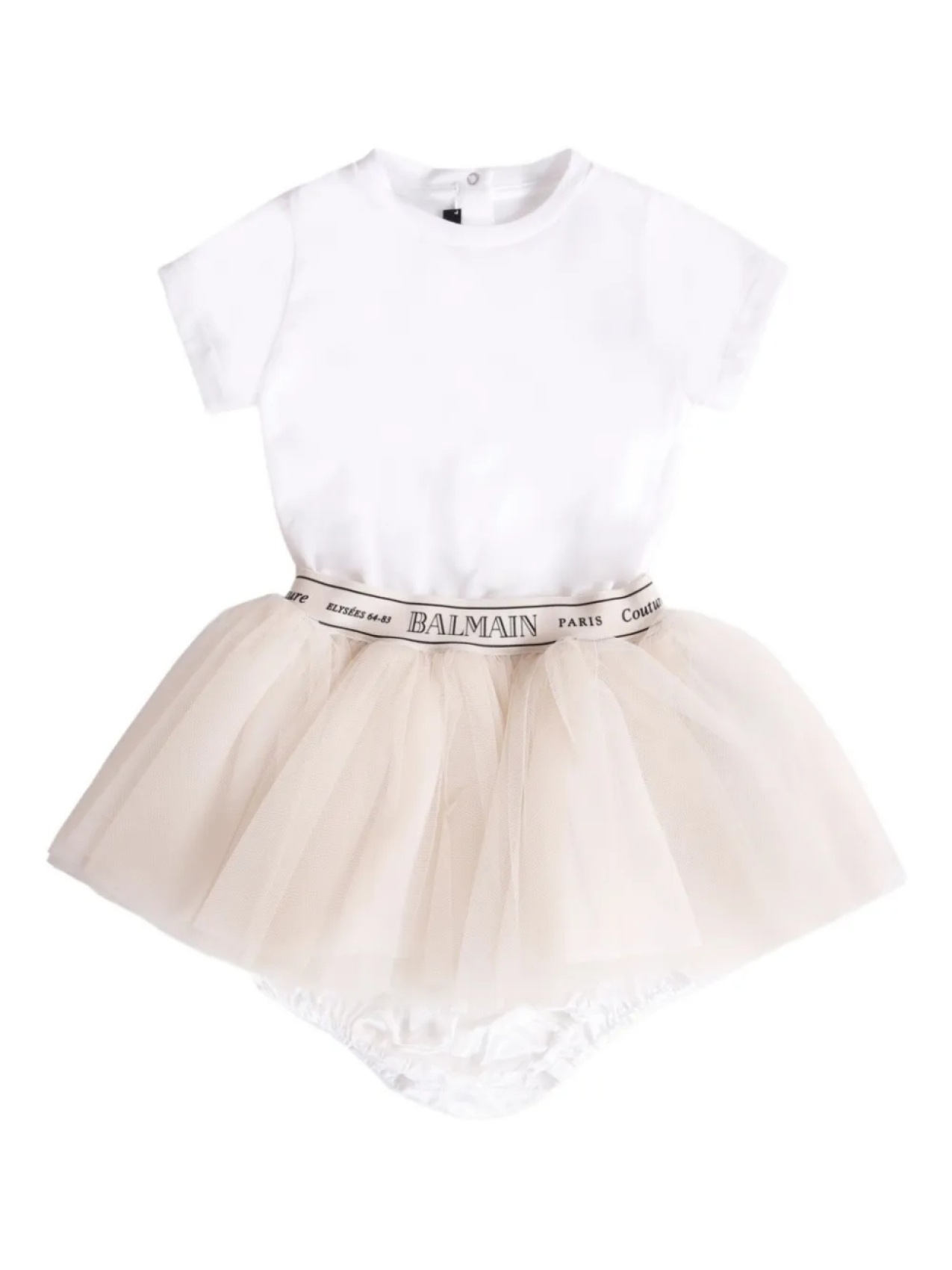 

Платье с тюлевой вставкой Balmain Kids, белый