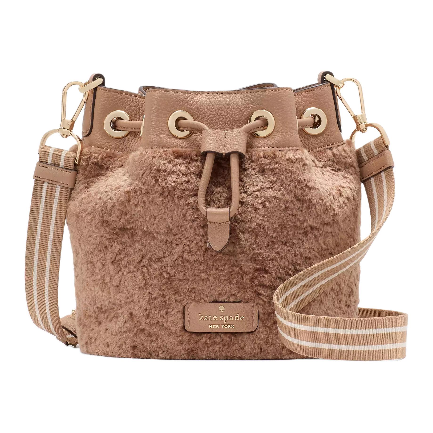 

Kate Spade Сумка-ведро из искусственного меха, через плечо, кроссбоди маленькая Women's Deer Brown