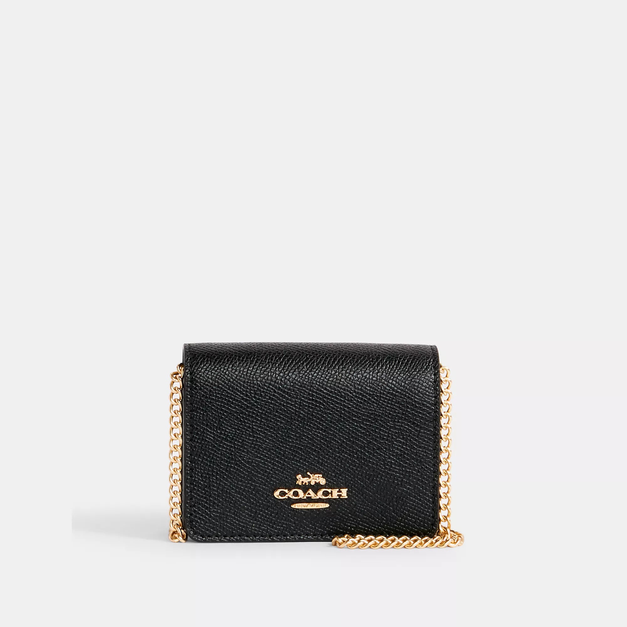 

Мини-кошелек Coach Outlet на цепочке, золотой/черный