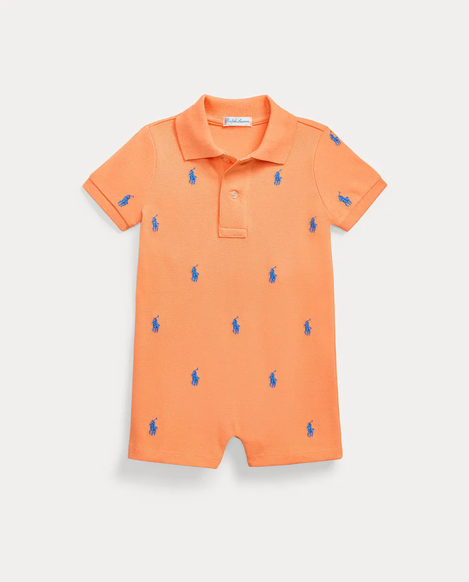 

Хлопковый комбинезон для мальчика с вырезом поло Polo Ralph Lauren, оранжевый