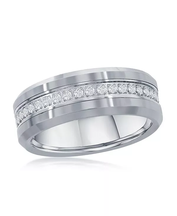 

Кольцо из полированного серебра с вольфрамовым покрытием CZ Eternity Metallo, silver