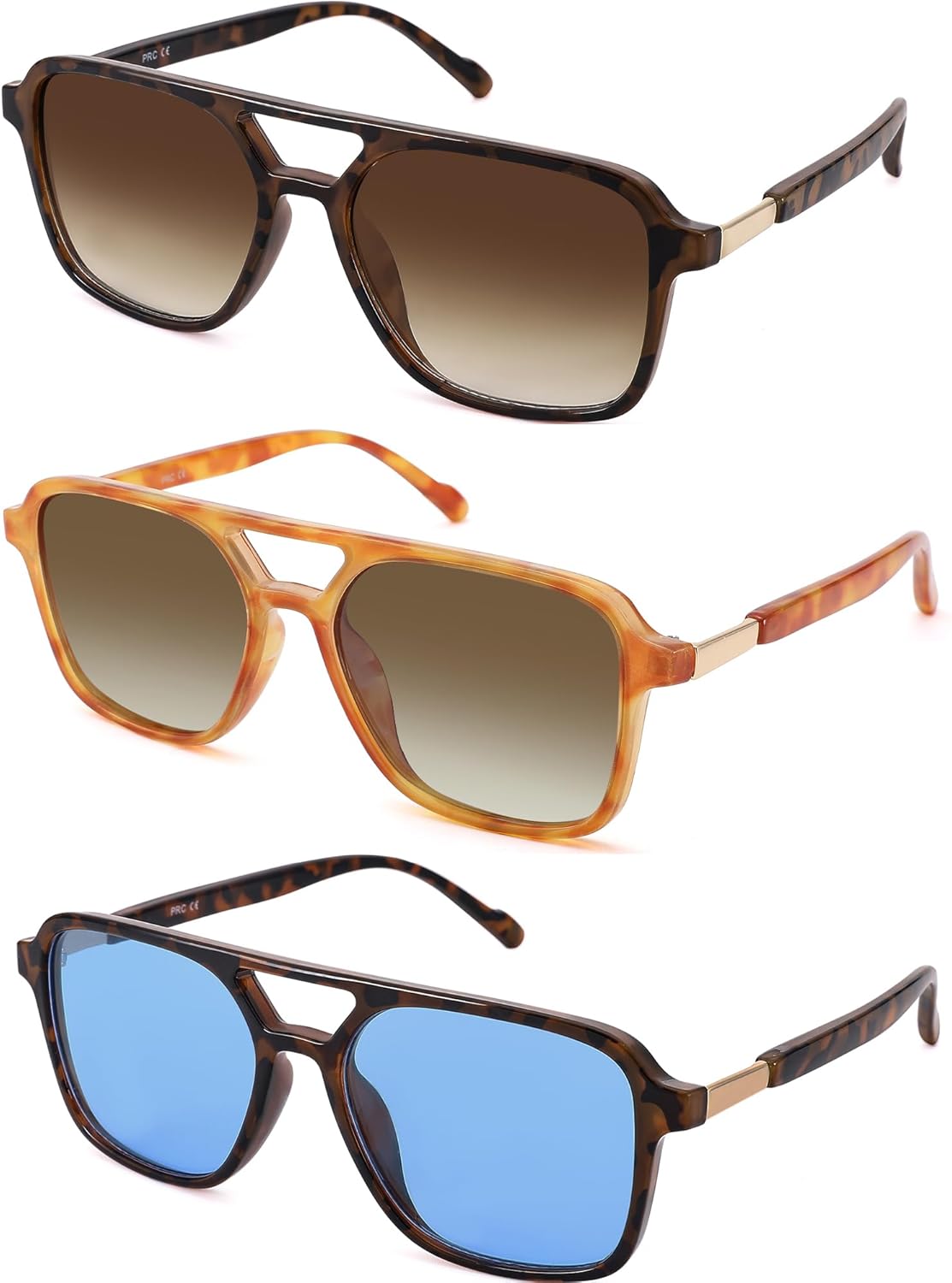 

Ретро-солнцезащитные очки-авиаторы для женщин и мужчин - модные, стильные квадратные солнцезащитные очки для женщин и мужчин GLARDEFE, A2 Tortoise/Gradient Brown + Yellow Tortoise/Gradient Grey Green + Tortoise/Blue