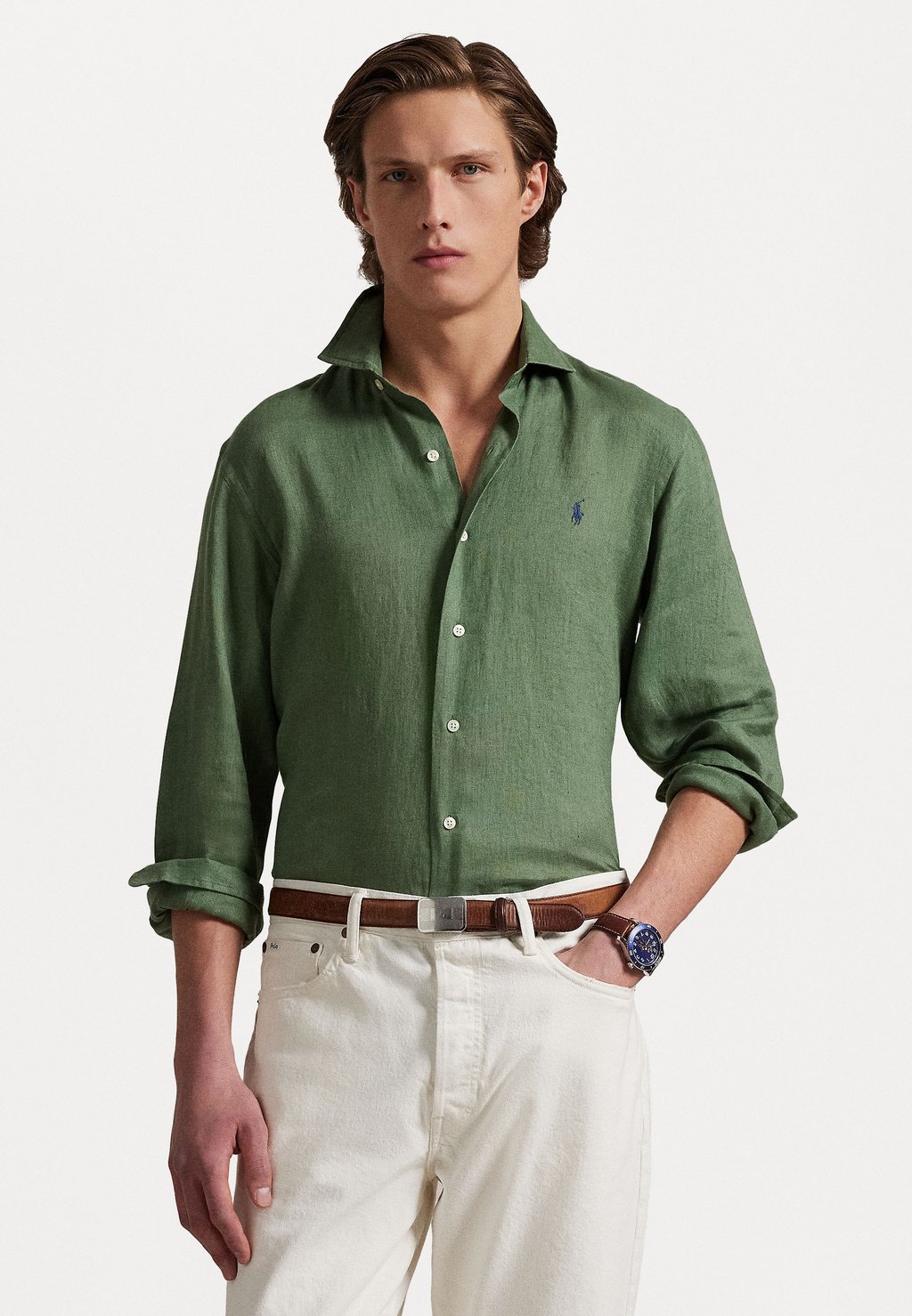 

Рубашка SLIM FIT LINEN SHIRT Polo Ralph Lauren, оливковый