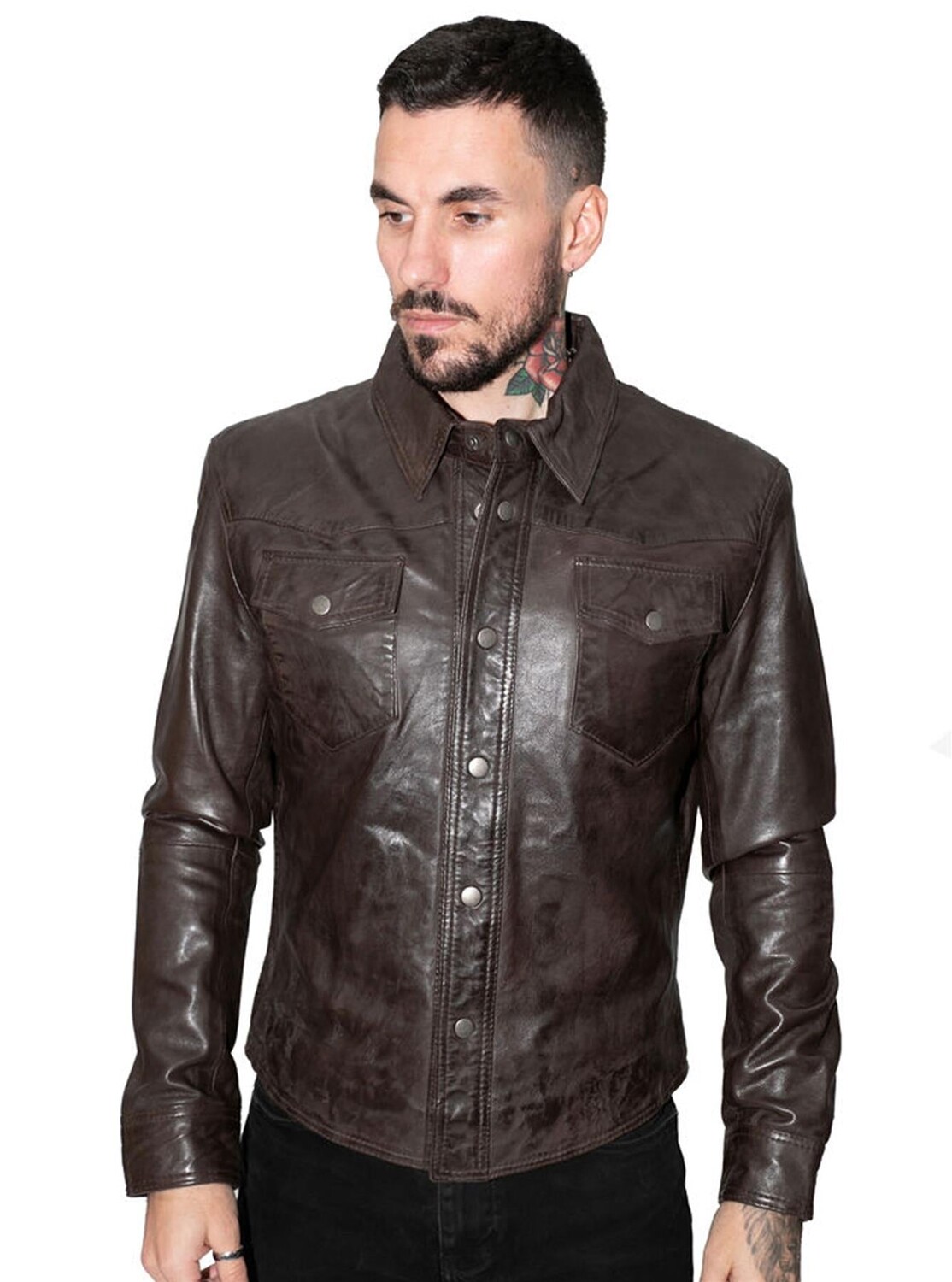 

Джинсовая куртка с кожаной рубашкой в стиле ретро пекин Infinity Leather, коричневый
