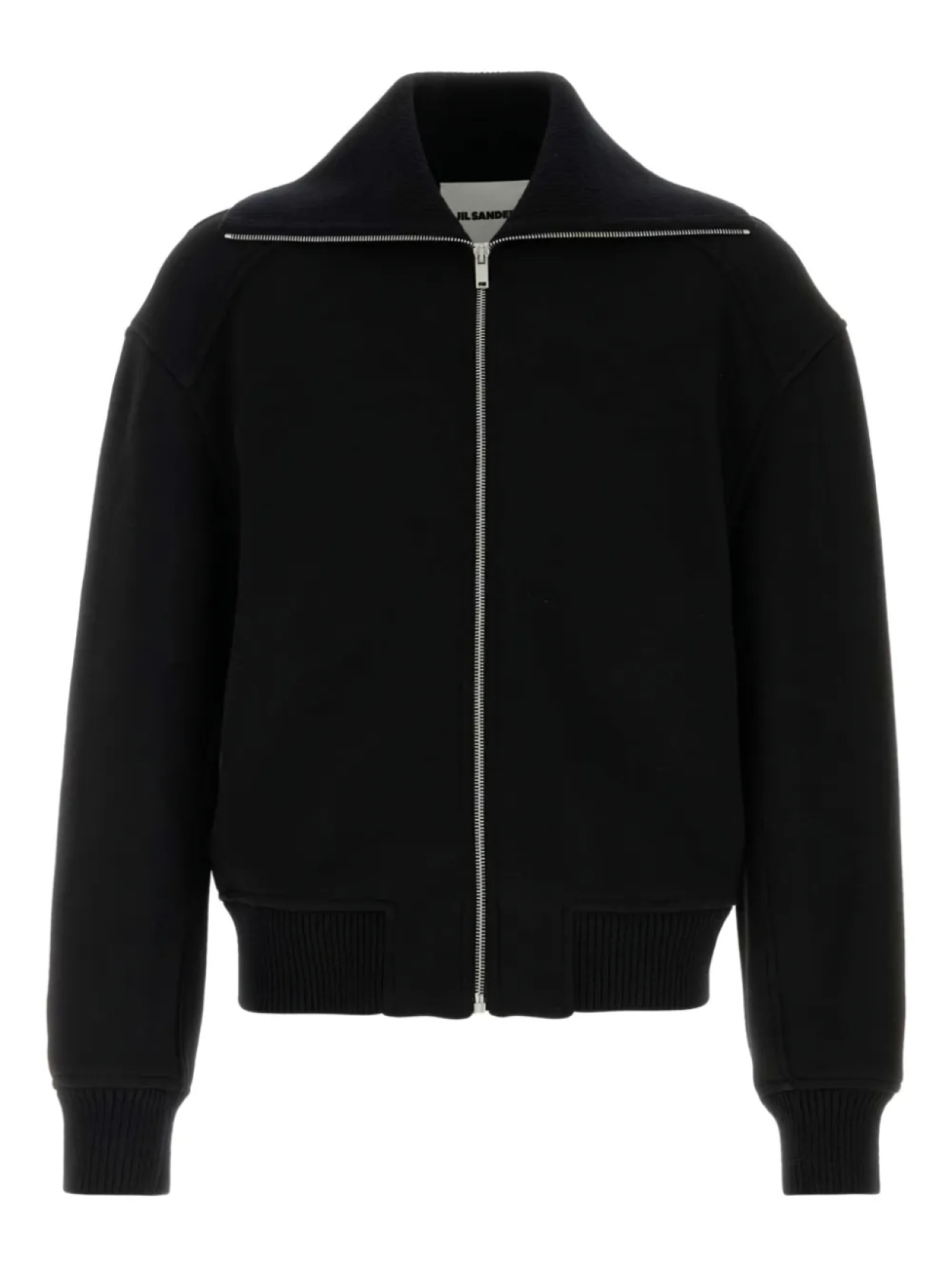 

Шерстяная куртка-бомбер на молнии Jil Sander, черный