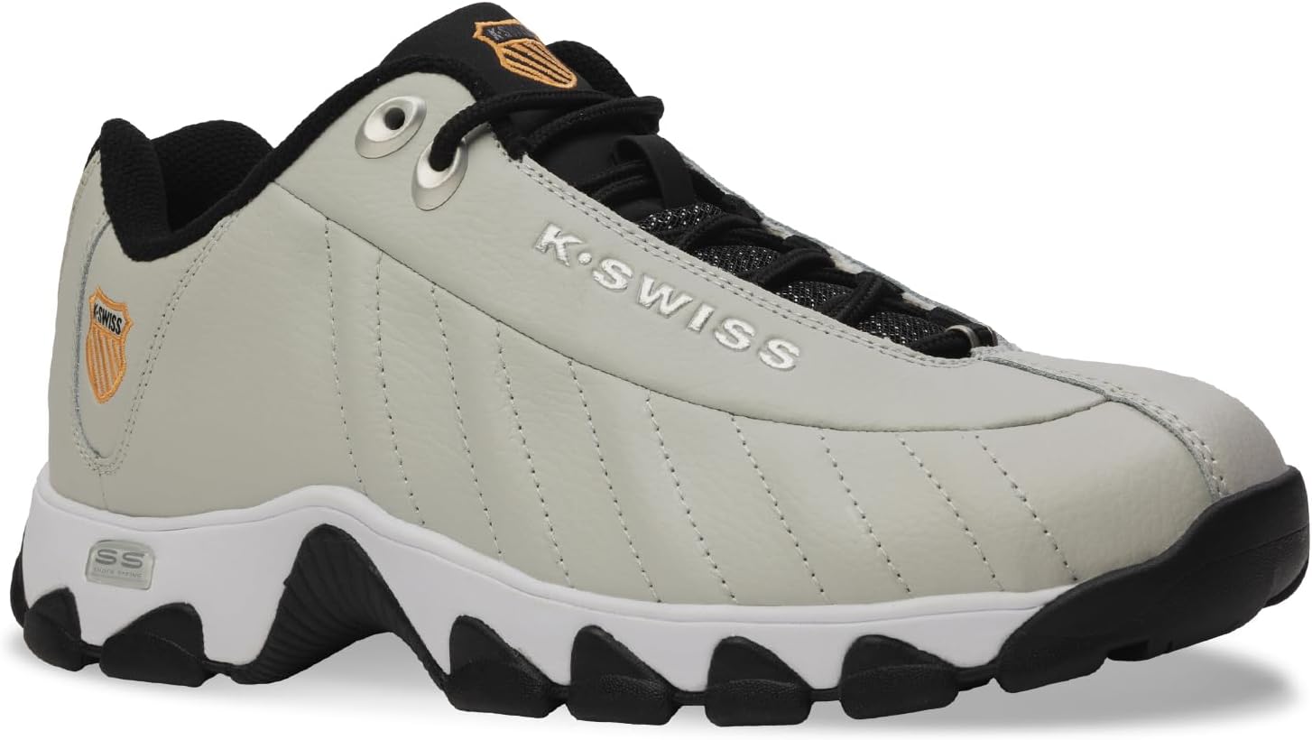 

Мужские кроссовки K-Swiss ST329 CMF, широкие теннисные кроссовки для мужчин, прогулочная обувь с кожаным верхом, белый/черный/оранжевый