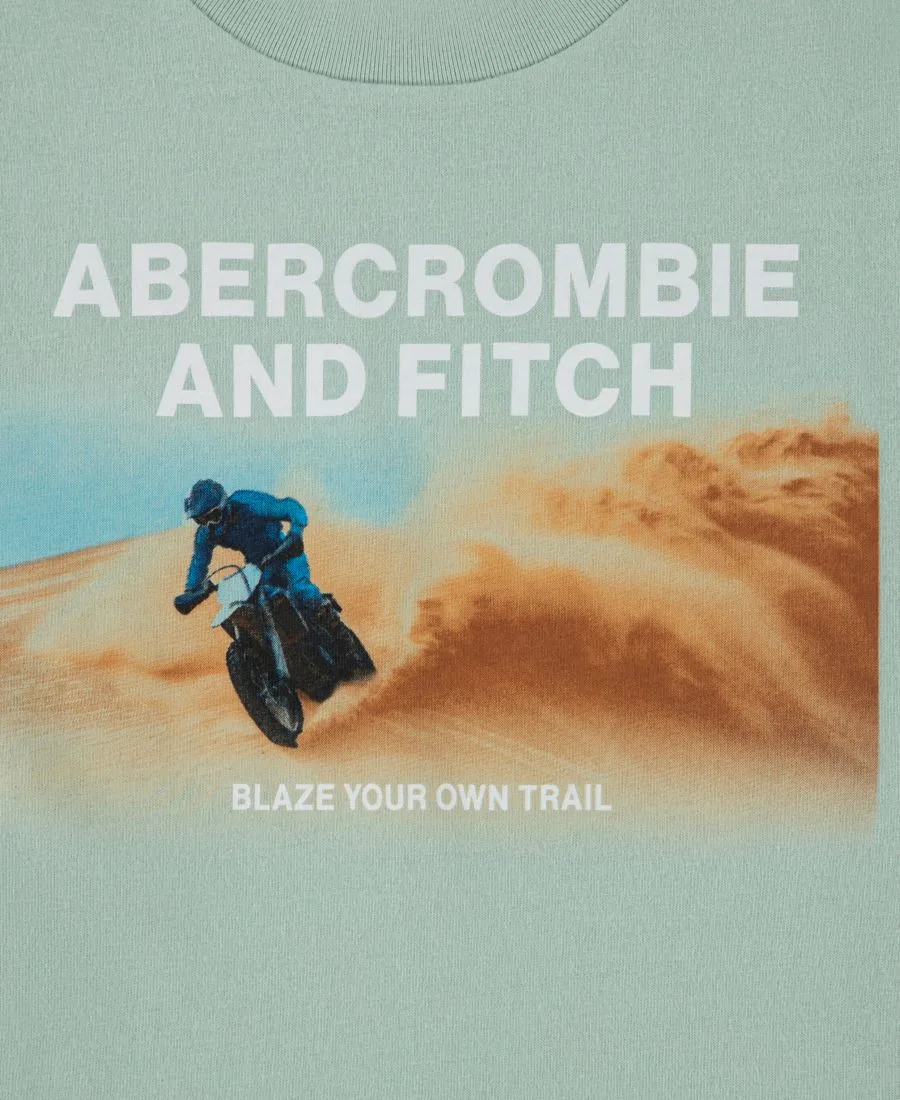 Детская футболка "Байкер на дюнах" Abercrombie kids, silt зеленый — фото 3