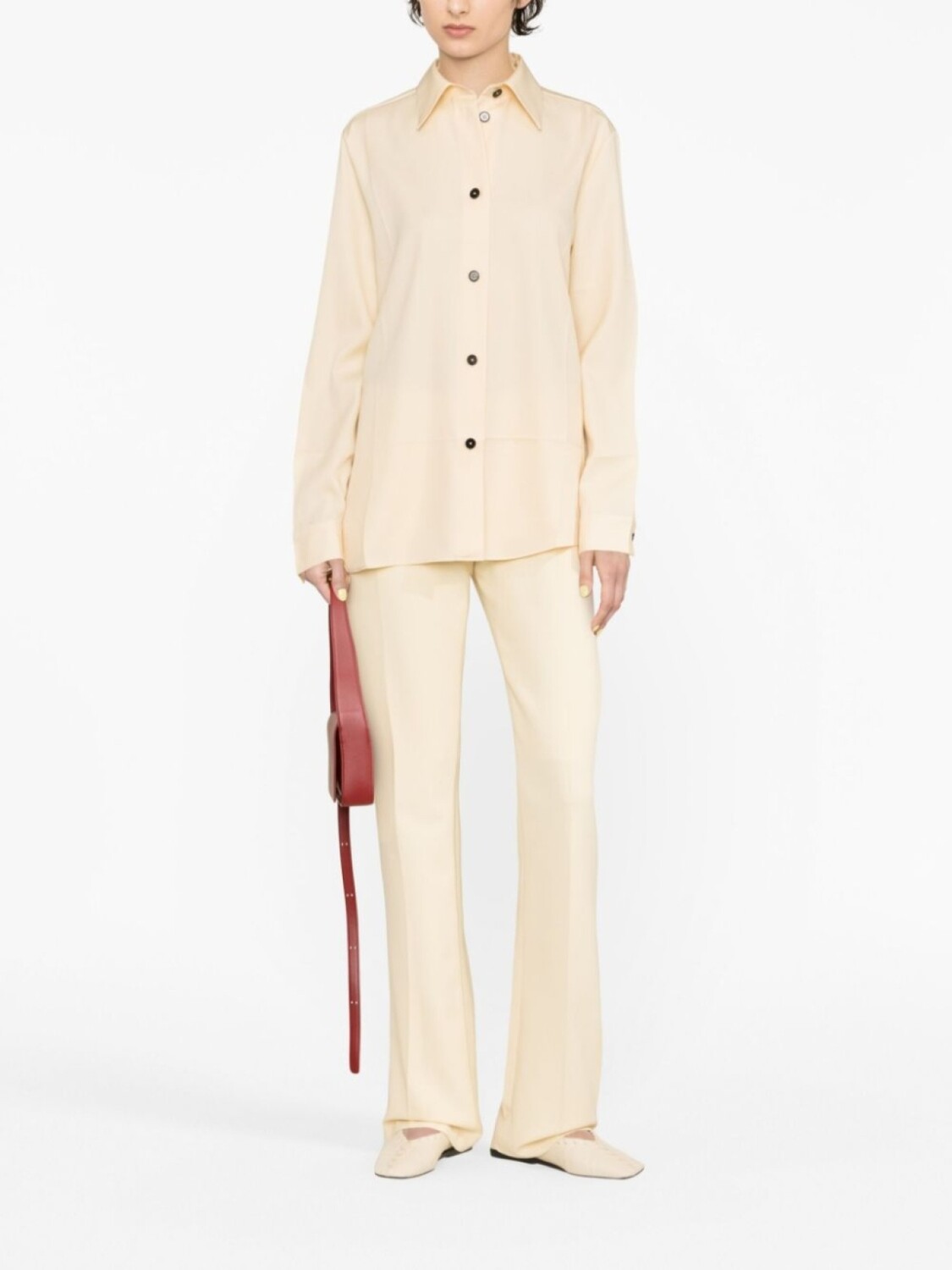Jil Sander рубашка с контрастными пуговицами, нейтральный — фото 2