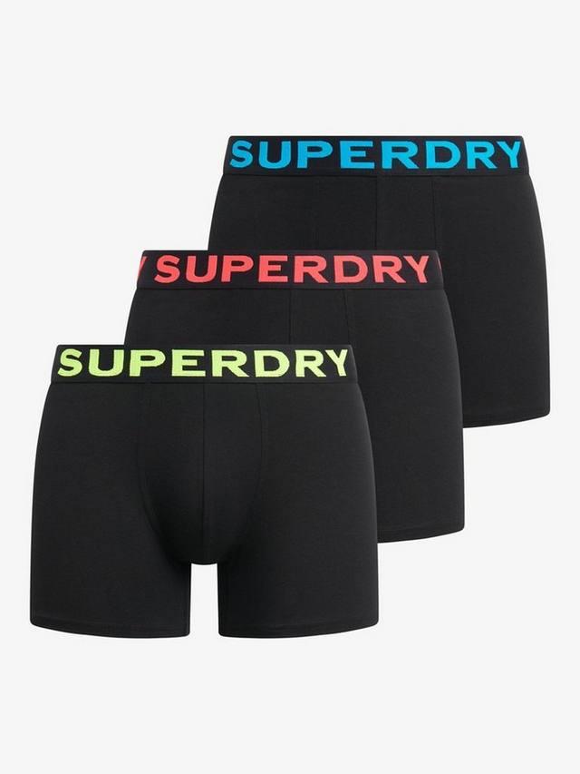 

Эластичные хлопковые боксеры Superdry, Pack of 3, Black/Neon