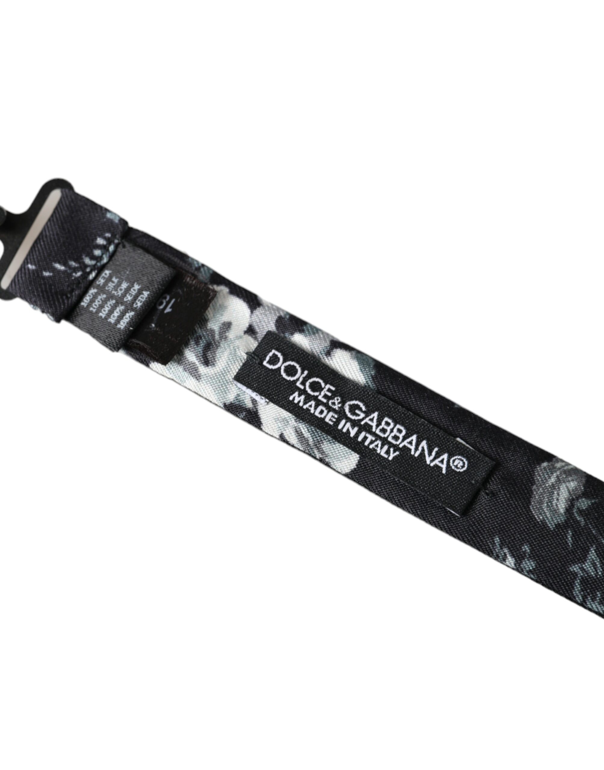Черный цветочный фантазийный регулируемый мужской галстук-бабочка Dolce & Gabbana — фото 4