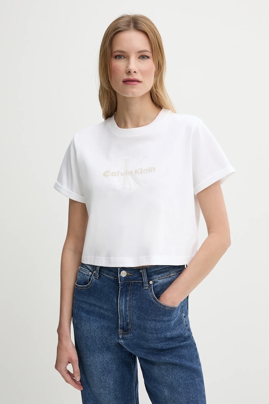 

Хлопковая футболка Calvin Klein Jeans, белый