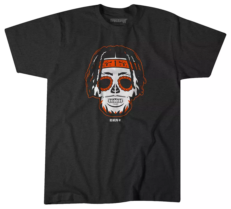 

Мужская черная футболка BreakingT Cincinnati Bengals Ja'Marr Chase Sugar Skull