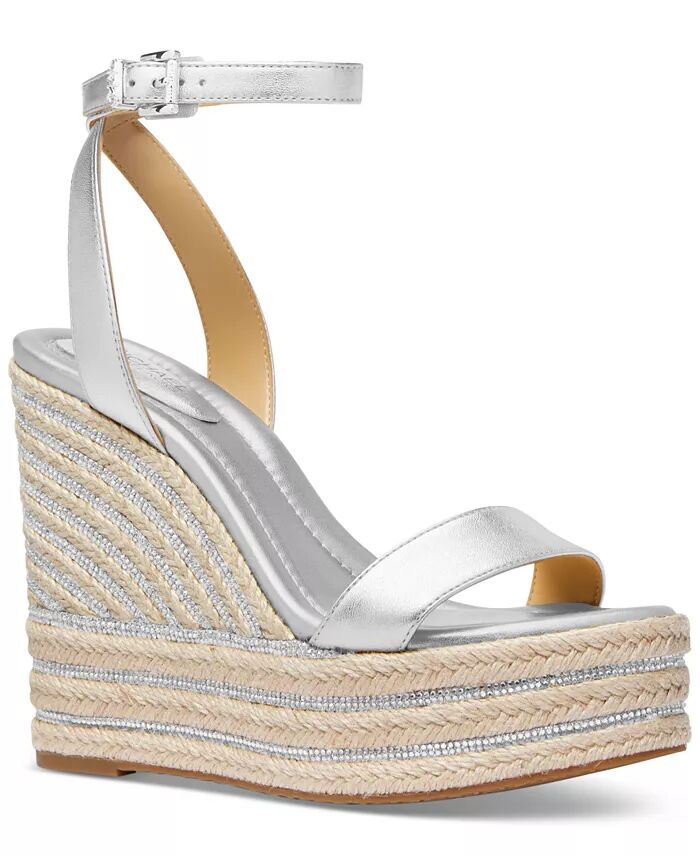 Женские сандалии Leighton Espadrille на танкетке Michael Kors, серебряный