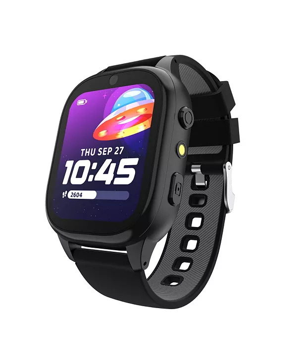 

4 детских умных часа с черным кожаным силиконовым ремешком, 49 мм Playzoom, black