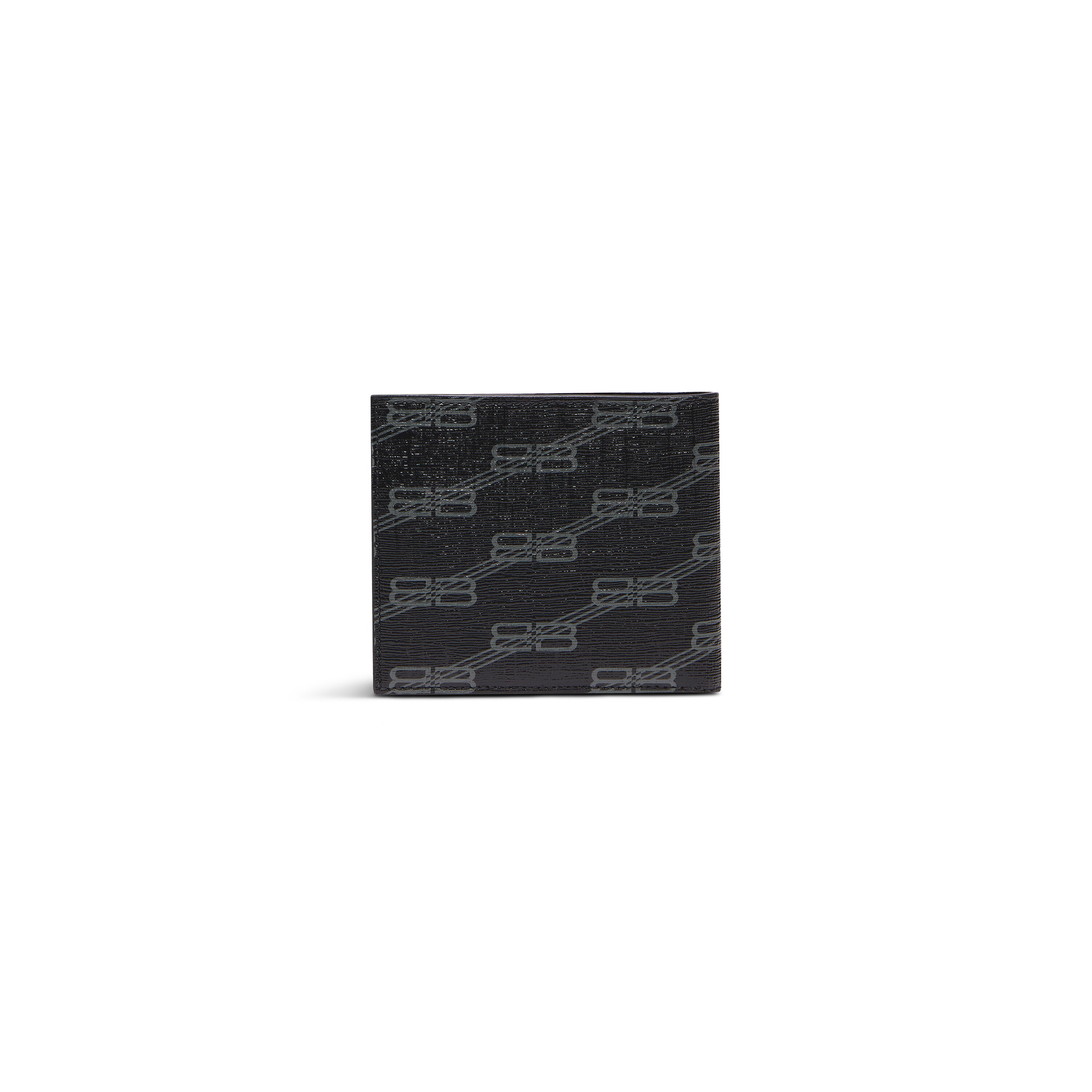 Фирменный квадратный сложенный кошелек BB Monogram из покрытого холста BALENCIAGA, черный — фото 2