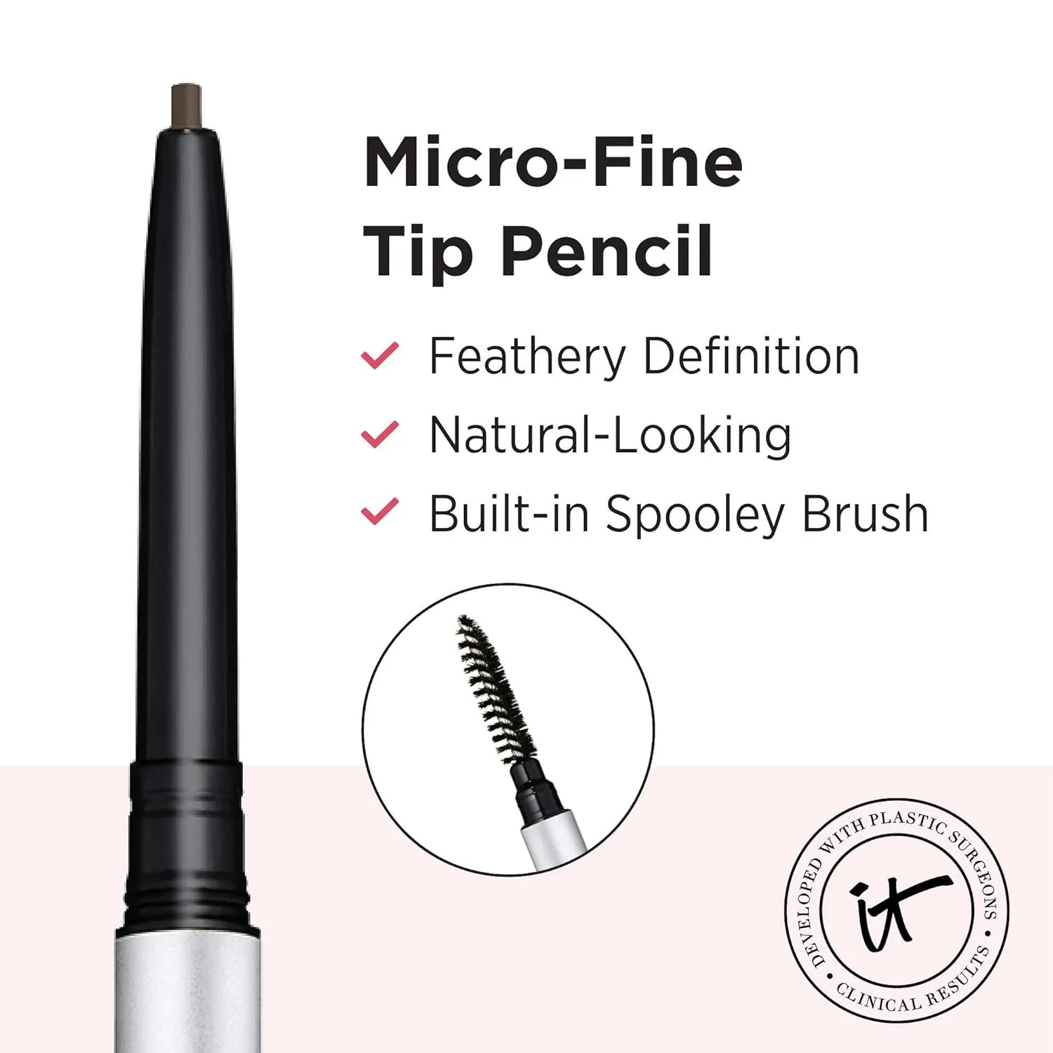 IT Cosmetics Brow Power Micro, Universal Taupe - карандаш для бровей, имитирующий волоски, стойкая формула, со спули, 0,48 г (2 шт) 0.57 г (2 шт.), Brown — фото 4