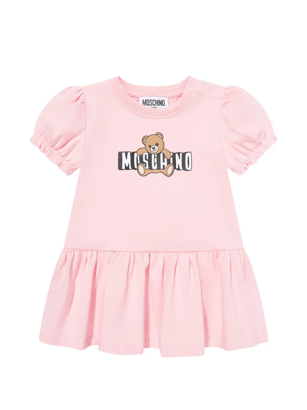 

Платье с пышными рукавами и принтом медвежонка Moschino Kids, розовый