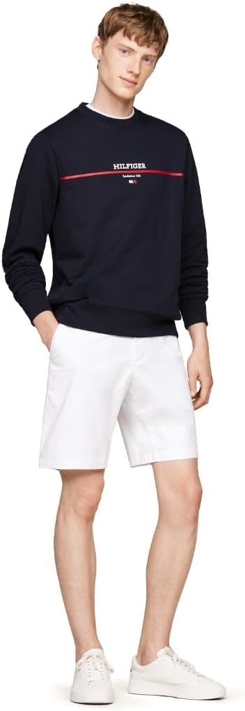 Мужские повседневные хлопковые шорты Tommy Hilfiger длиной 9 дюймов с эластичным ремешком, также доступны в размерах для больших и высоких женщин., Th Optic White — фото 3