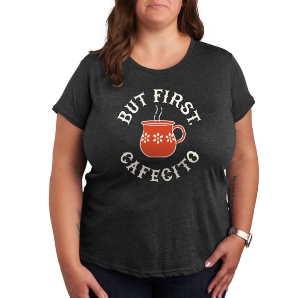 

Плюс, но сначала футболка с графическим принтом Cafecito Licensed Character, серый