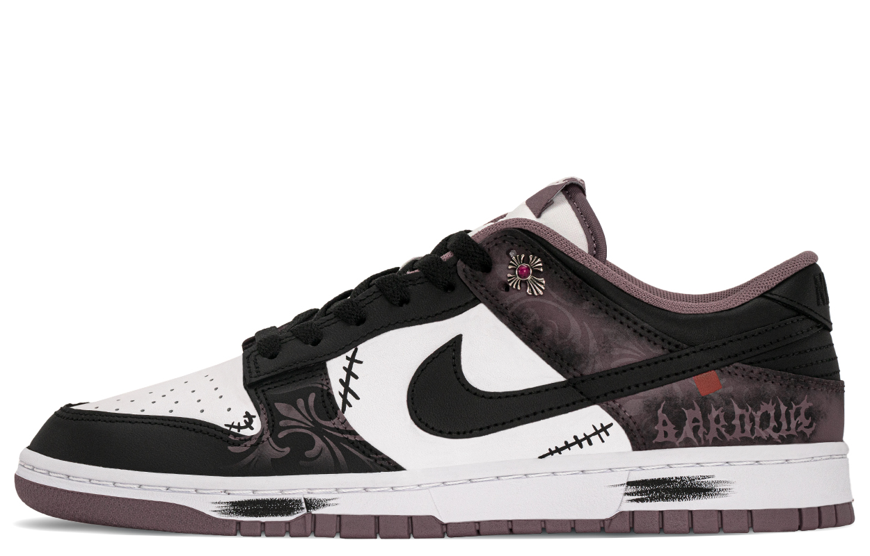 

Nike Мужские кроссовки для скейтбординга Dunk Abrasion Resistant Low Top черный белый фиолетовый