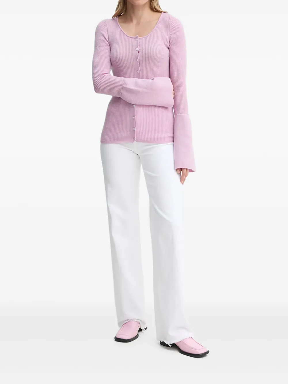 

Кардиган в рубчик на пуговицах Herskind, розовый