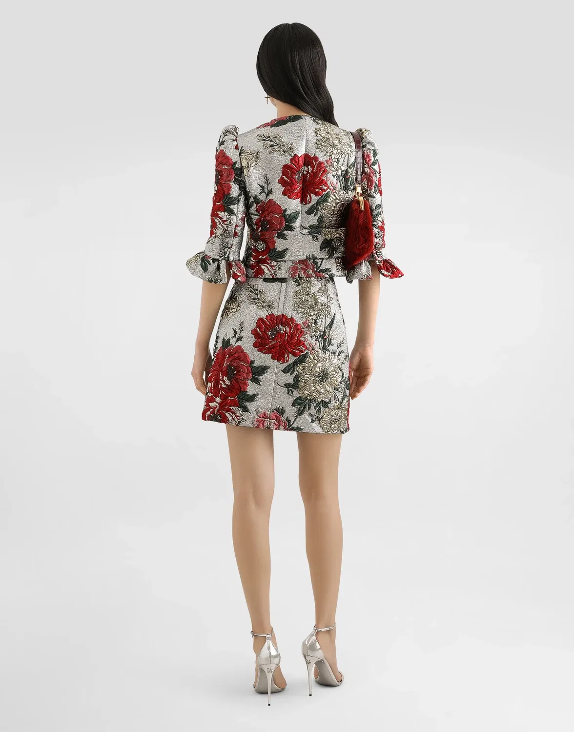 Мини-юбка из жаккарда с цветочным узором DOLCE & GABBANA, мультицвет — фото 3