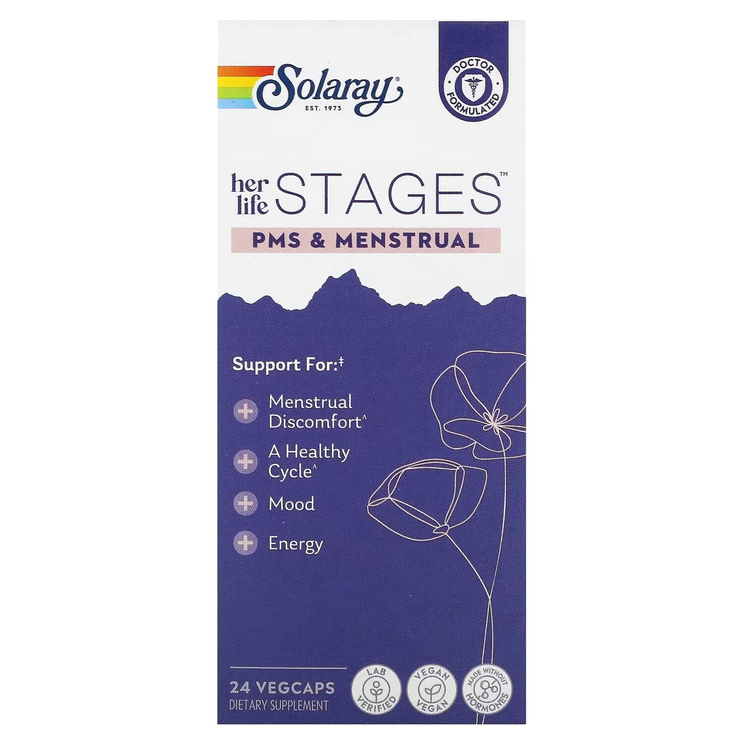 

Добавка Solaray Her Life Stages PMS Menstrual, 24 капсулы