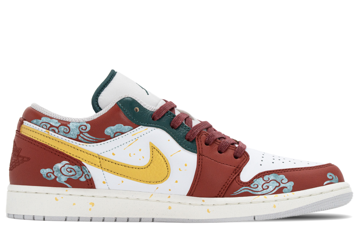 Jordan Air 1 CNY Box, Dunhuang Mural Abrasion Resistant Low top Vintage Basketball Shoes Unisex White Red — фото 4