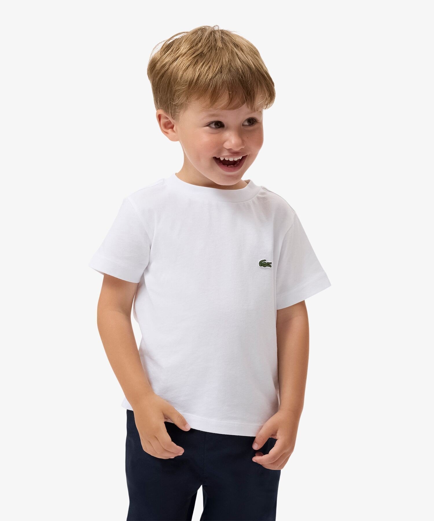 Детская базовая футболка с коротким рукавом и нашивкой в виде крокодила LACOSTE, White
