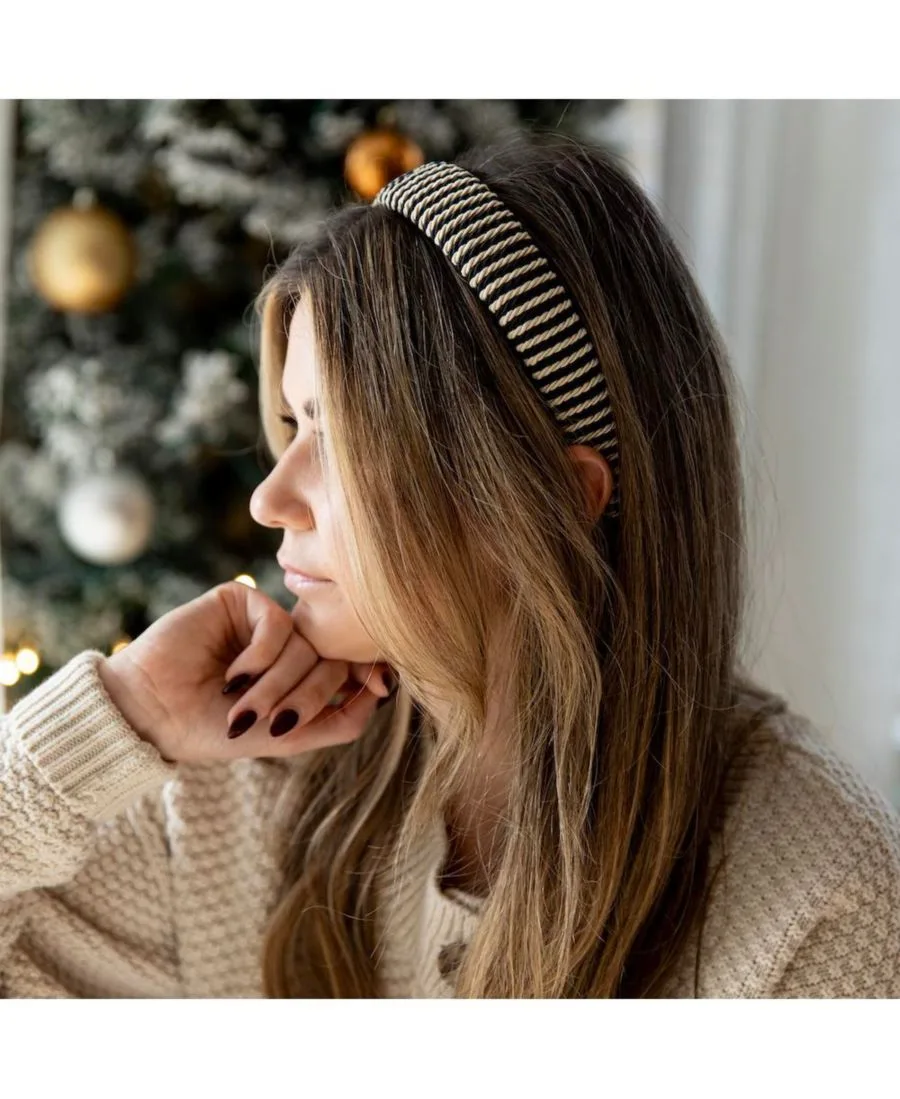 Headbands of Hope Классическая женская мягкая повязка на голову из веревки - черная слоновая кость — фото 3