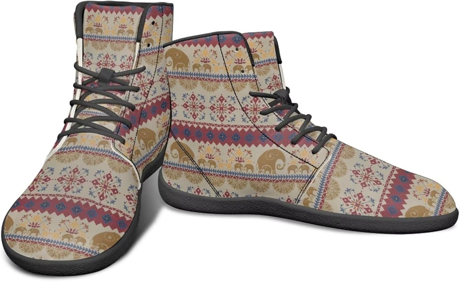 

Мужские кроссовки для бега с высоким верхом и этническим племенным дизайном, обувь для устойчивой стойки, с широкой носочной частью, спортивная и повседневная обувь Watdotory, Aztec Western Elephant Mandala Print