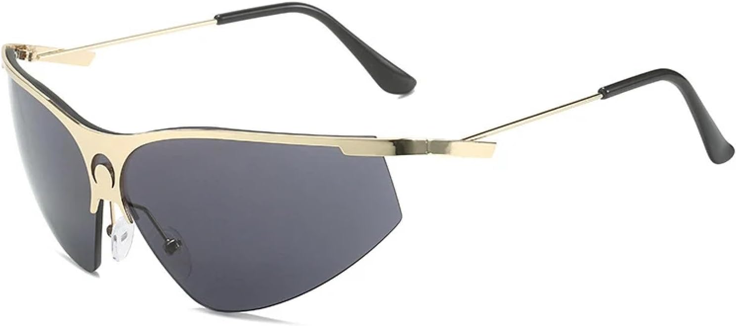 

Модные панк-солнцезащитные очки для спорта, мужские и женские, роскошные, в полуободковой оправе, «кошачий глаз», мужские, для активного отдыха, велоспорта, защита от УФ-излучения UV400 TKKTLLT, Gold Gray