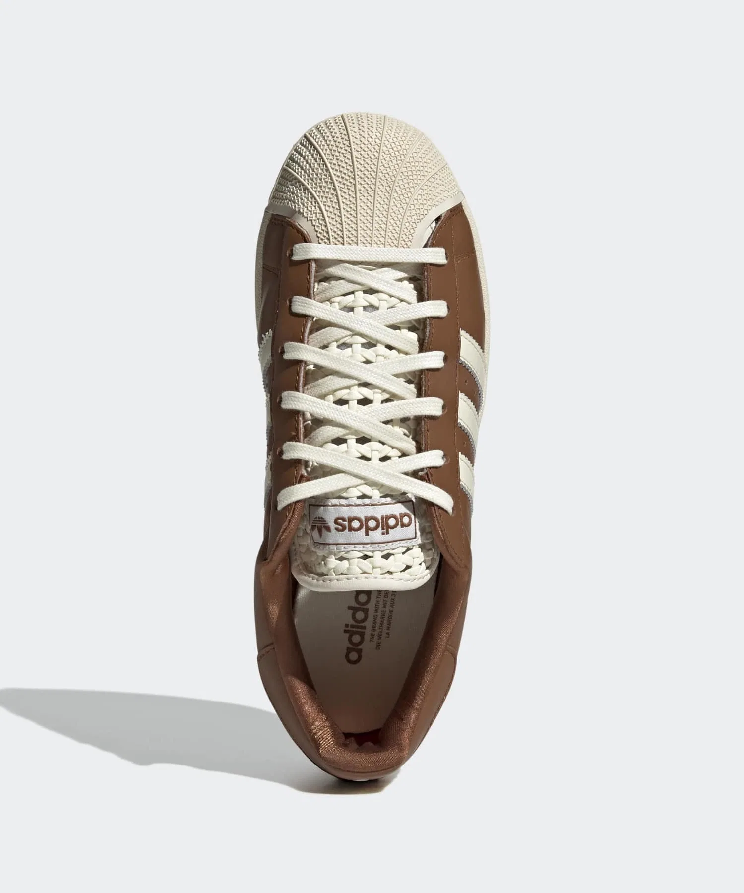 Унисекс кроссовки из натуральной кожи Superstar II adidas коричневые — фото 2