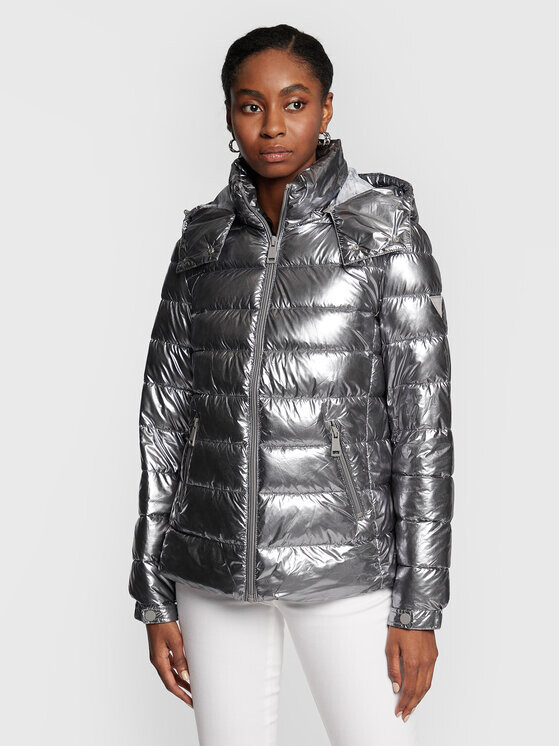 

Пуховик regular fit Guess, серебряный