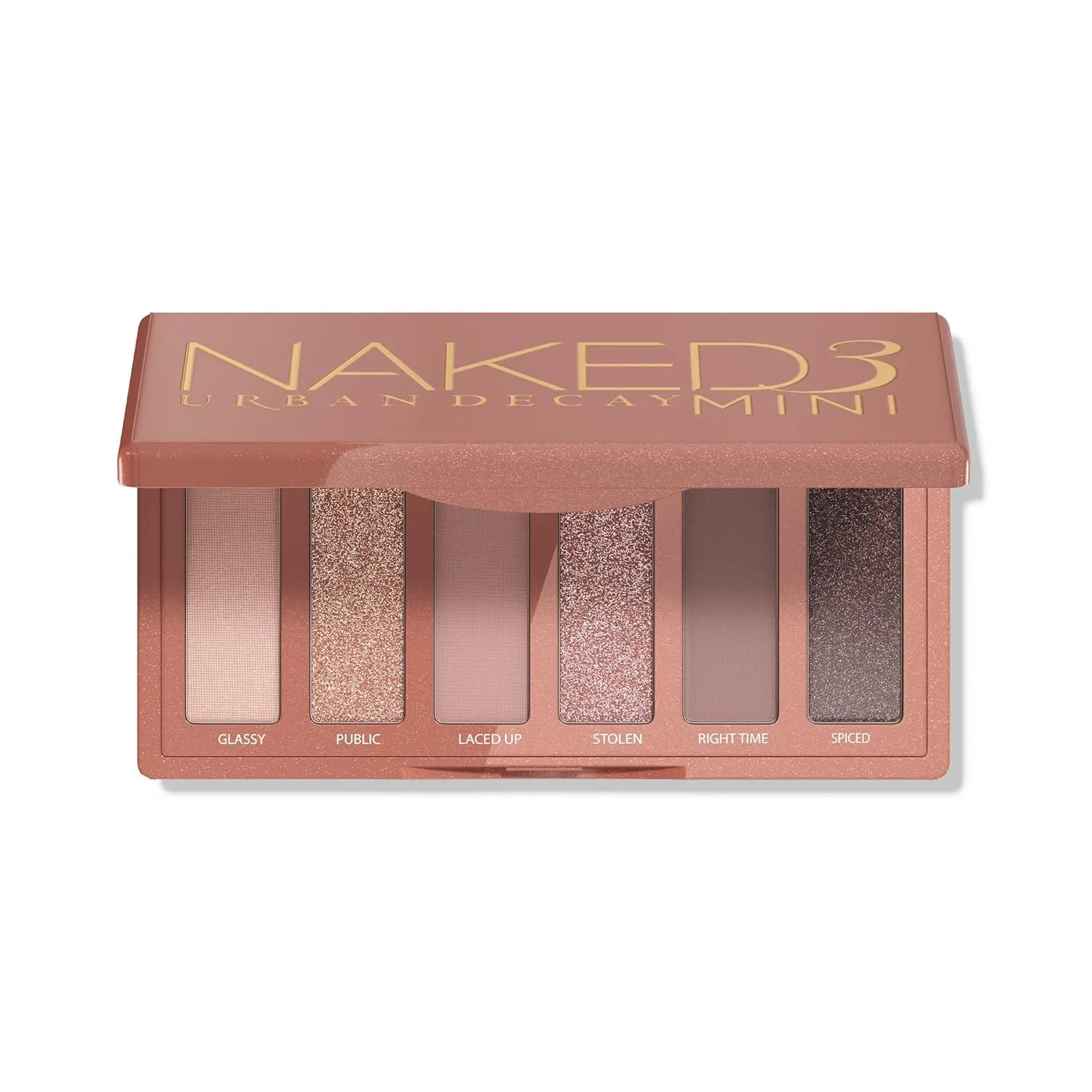 URBAN DECAY Naked 3 Mini Eyeshadow Palette - 6 нежно-розовых теней, матовые и шиммерные, стойкость до 12 часов, розово-нейтральные оттенки, дорожная палетка с зеркалом, Naked3 Mini