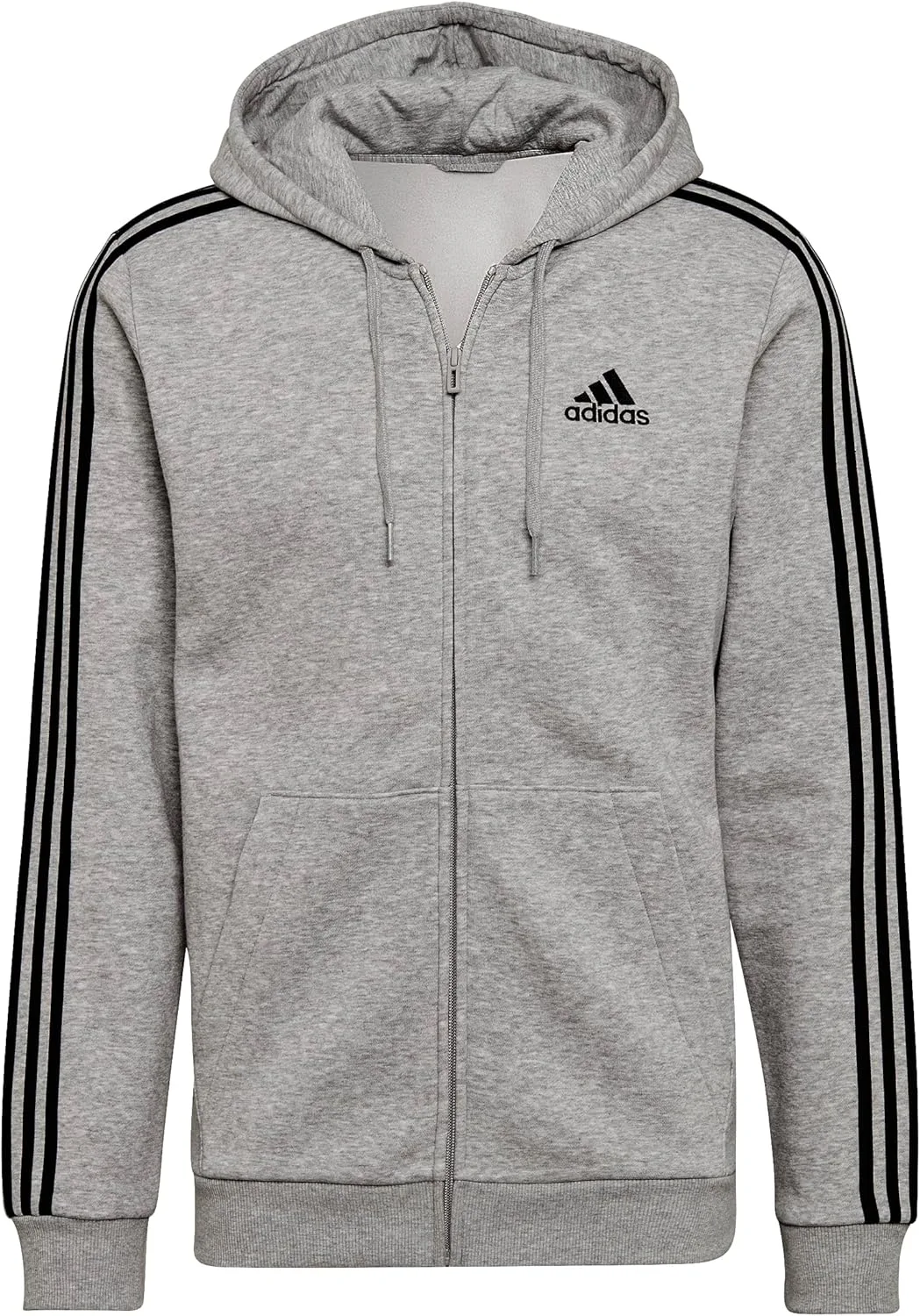 Толстовка Adidas Essentials Fleece 3-Stripes с молнией, серый