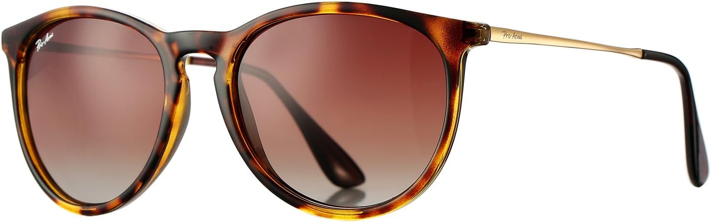 

Поляризованные солнцезащитные очки Pro Acme для женщин и мужчин, классическая круглая форма, 100% защита от УФ-излучения, легкая небьющаяся оправа из материала TR90, Tortoise; Gold/Brown Gradient